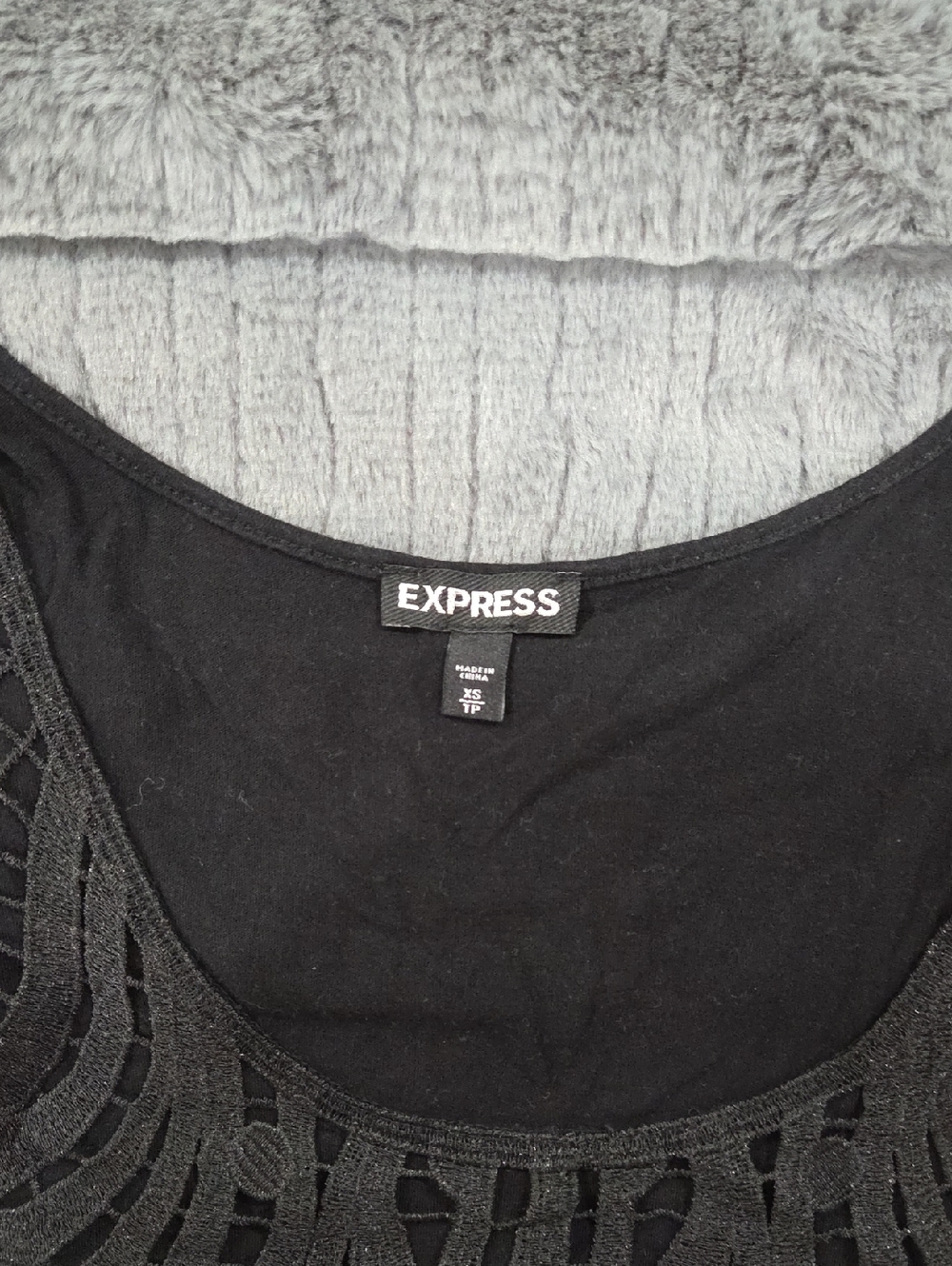 Express Women's Black Cutout Overlay Tank